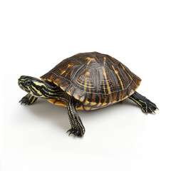Obraz premium Turtle isolated on white background, showcasing detailed shell pattern