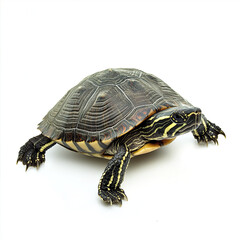 Obraz premium Turtle isolated on white background, showcasing its detailed shell