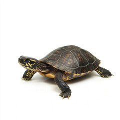 Obraz premium Turtle isolated on white background, showcasing its detailed shell