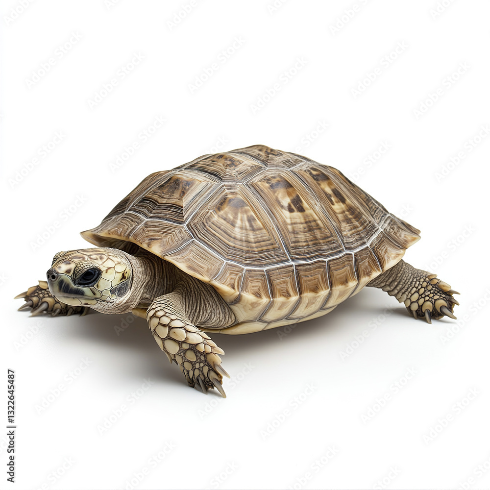 Poster turtle isolated on white background, showcasing detailed shell pattern