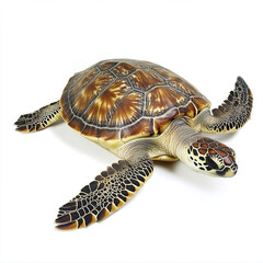 Fototapeta premium Turtle isolated on white background, showcasing detailed shell pattern