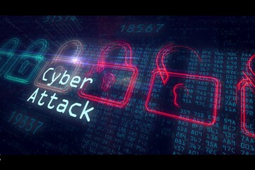 Your security key is being hacked, cyber threats are lurking, beware of hackers stealing your data, glowing neon sign with text