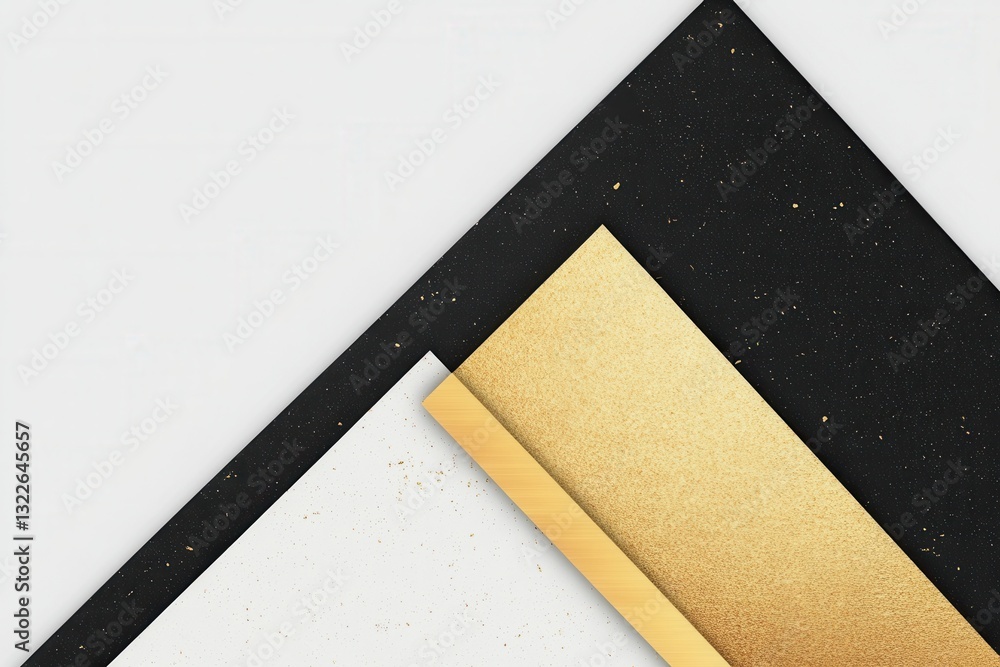 Aufkleber overlapping geometric shapes create a modern aesthetic with black, white, and gold tones for stylish