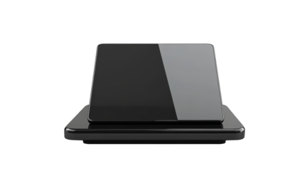 Modern black laptop on soft plaid fabric, a workspace essential for productivity and connectivity