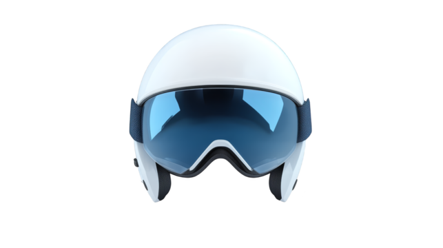 Striking helmet on a vibrant blue and yellow abstract background, safety design in harmony
