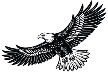 Bald Eagle Silhouette vector style lack and white flat vector art of a bald eagle