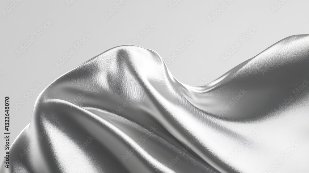 Aufkleber elegant flowing silver fabric on a soft smooth surface with light reflection creating a stunning vis