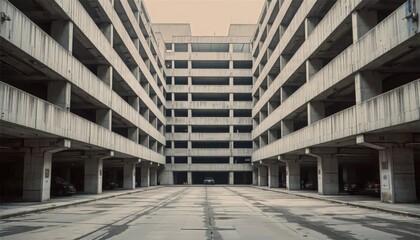 Obraz premium Brutalist Parking Garage Urban Setting