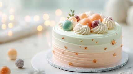 The sweets cakes space concept embodies a dreamy and whimsical atmosphere, with pastel colors, twinkling lights, and celestial motifs adorning the confectionery creations.