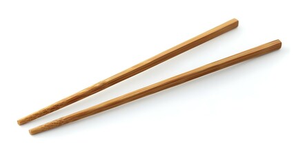 Top view of wooden chopsticks isolated on white