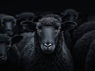 Fototapeta premium Black sheep leader. - ai