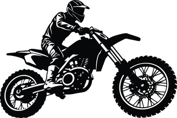 Silhouette of a motorcycle rider on a dirt bike