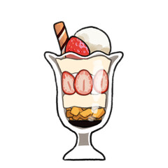 イチゴパフェのイラスト