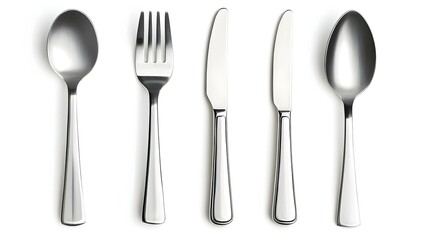 fork knife spoon cutlery isolated on white