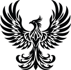 Obraz premium Phoenix bird silhouette, Tribal Phoenix bird Tattoo, Design, art