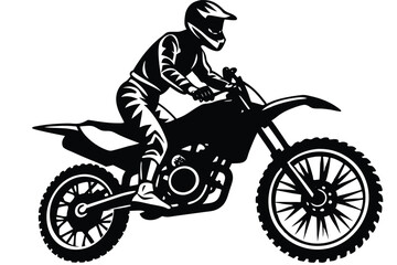 Obraz premium Adventure motorbike silhouette illustration black and white style isolated