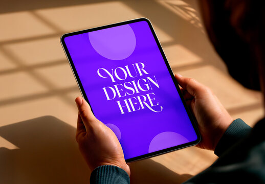 Man Holding Tablet Mockup