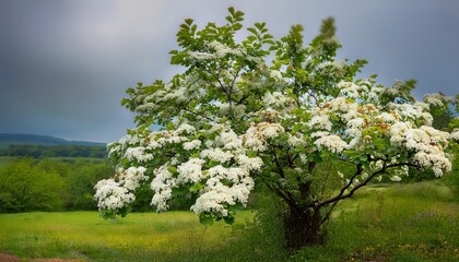 Enchanting Spring Bloom Vibrant Hawthorn Tree Blossoms Illuminate the English Countrysides Rural Charm, with Pale Pastels and Delicate Petals Dancing in the Soft Light of a Sunlit Morning