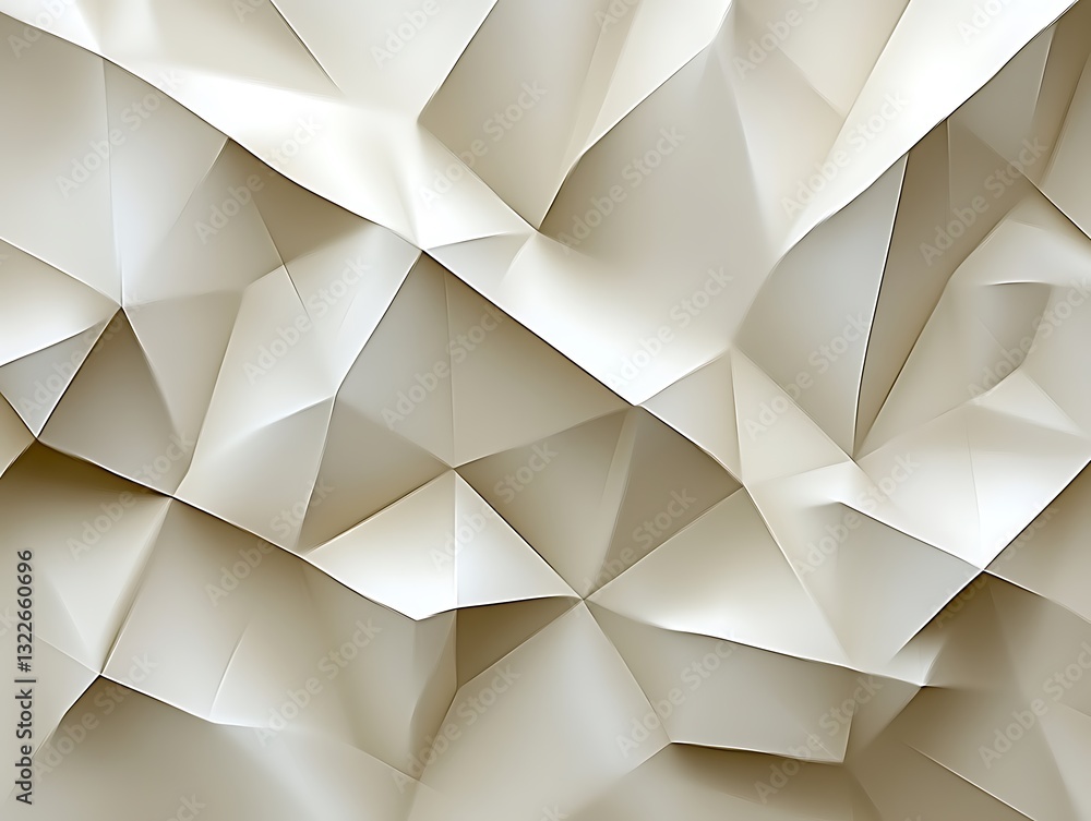 Poster complex white abstract paper art displays geometric triangular folds
