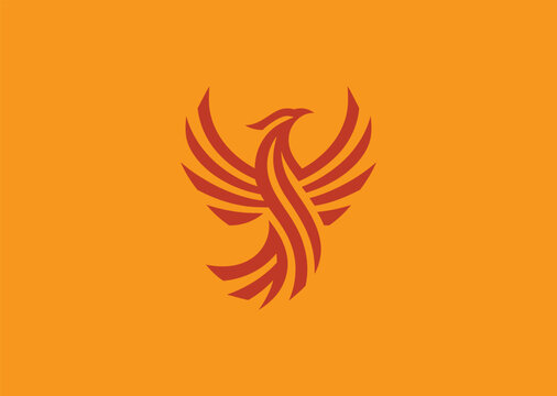 Geometric Phoenix Logo &ndash; A rising phoenix with geometric elements, symbolizing rebirth, power, and resilience.