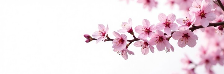 Naklejka premium Delicate branches of cherry blossom tree isolated on white background, flower, spring flowers branches trees white