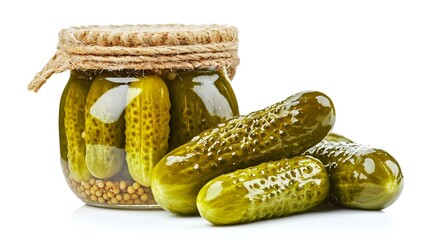 Pickled gherkins isolated on white background
