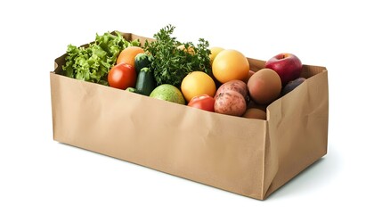 Paper grocery bag full of healthy fruits