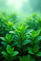 Fototapeta premium Foliage of melograno plant with misty atmosphere, green, vapore