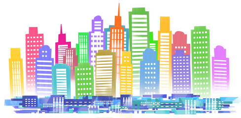 カラフルなビル街-横長 © freehand