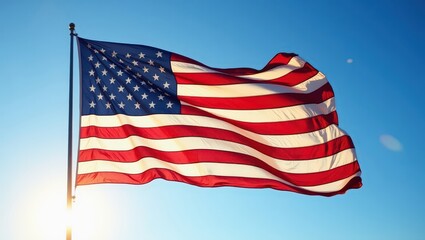 Fototapeta premium american flag waving in the wind