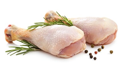 Raw chicken leg quarters isolated on white