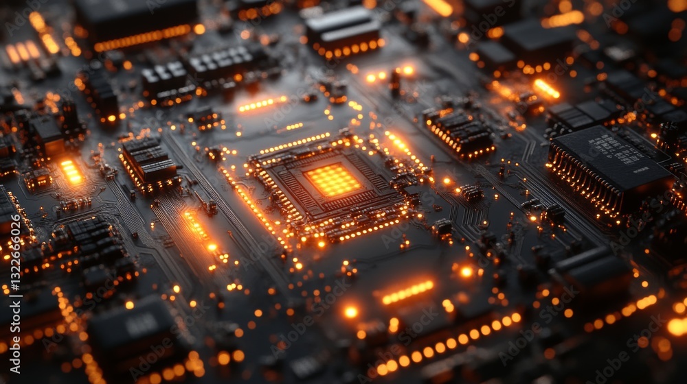 Fototapete Complex arrangements of circuits and components illuminate the realm of quantum computing. Concepts like superposition and entanglement redefine encryption and security measures against eavesdropping.