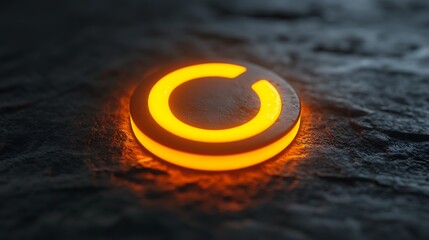 Glowing circular button, dark stone