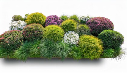 Top View of Evergreen Field with Colorful Flowers in Nature A Vibrant, Lush Scene Featuring a Bountiful Array of Blossoms on Transparent Background, Ideal for Digital Art, Home Decor, or Design