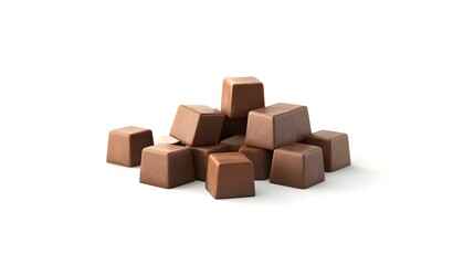 Obraz premium Cubes of milk chocolate bar isolated on white