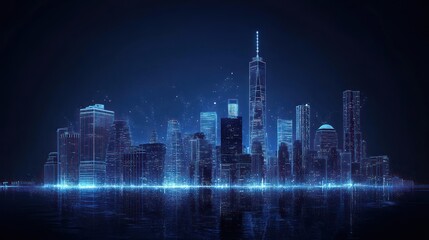 Digital Skyline of New York City at Night