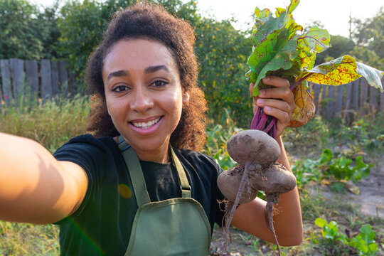 happy gardener with harvest