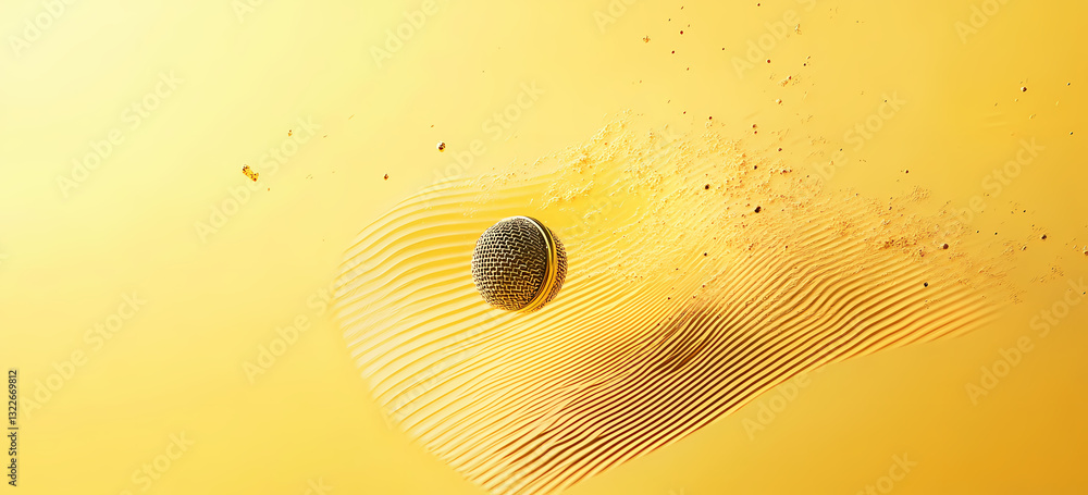 Poster golden sphere abstraction: a mesmerizing abstract composition showcasing a golden sphere suspended m