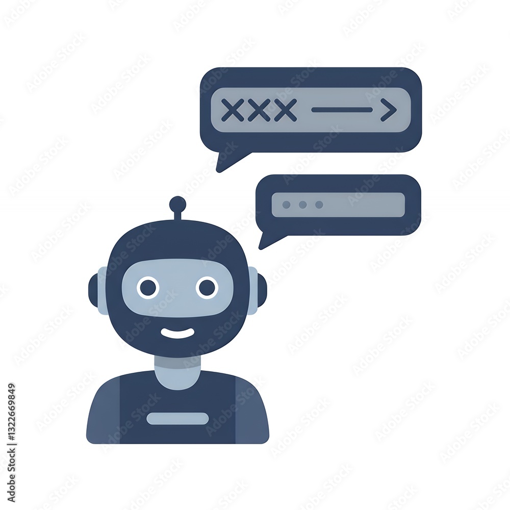 Poster chatbot with speech bubbles providing information and data transfer