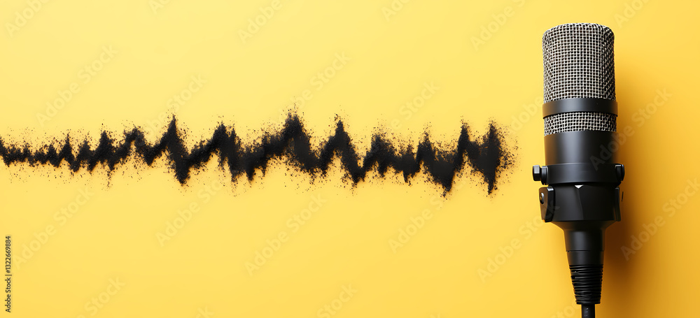 Aufkleber sound wave and microphone: a striking visual composition showcases a microphone alongside a dynamic 