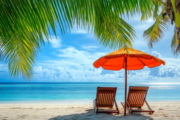 A Serene and Inviting Summer Vacation Scene at the Beach