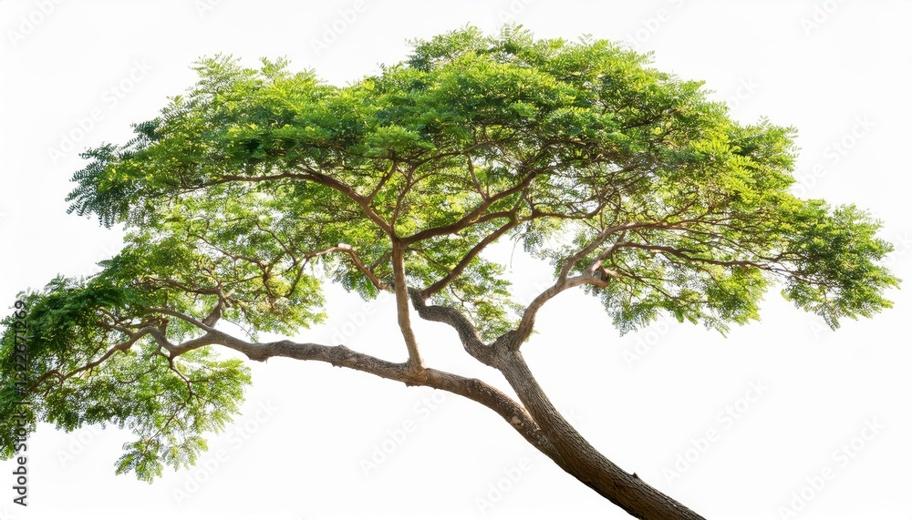 Poster striking isolation a majestic tree branch against a transparent and white canvas, embracing the puri