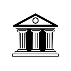 Illustrative Government Building with Columns Black and White Design