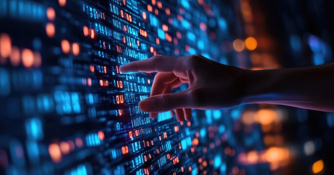 Interactive digital display with hand touching code
