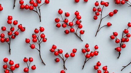Sophisticated Christmas Pattern with Red Winter Natural Berries for Festive Designs