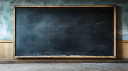 Expansive clean blackboard filling the frame in a bright classroom environment ready for teaching and learning