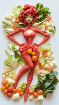 A healthy and vibrant food art creation. AI.