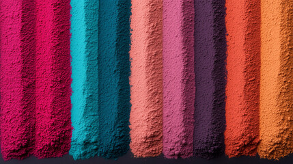 Obraz premium Brightly colored powders arranged in vibrant stripes for artistic purposes or crafting