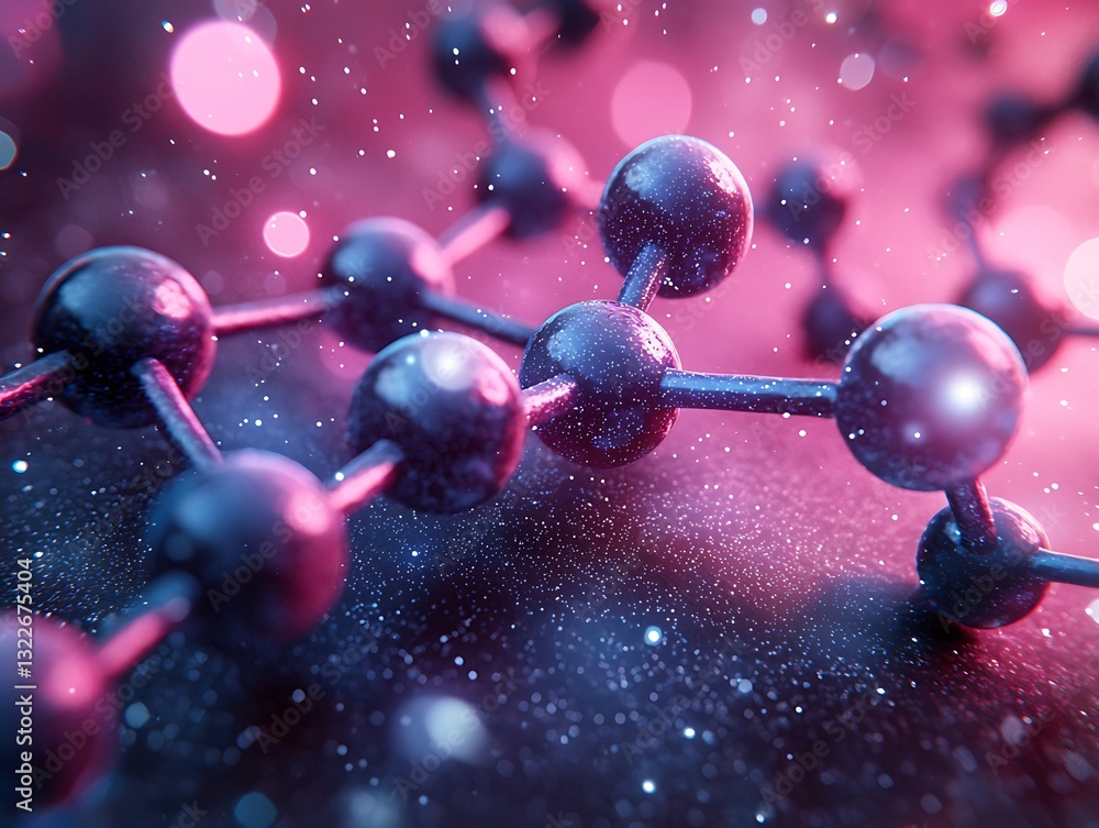 Poster an abstract artistic depiction of a molecular structure with connection points