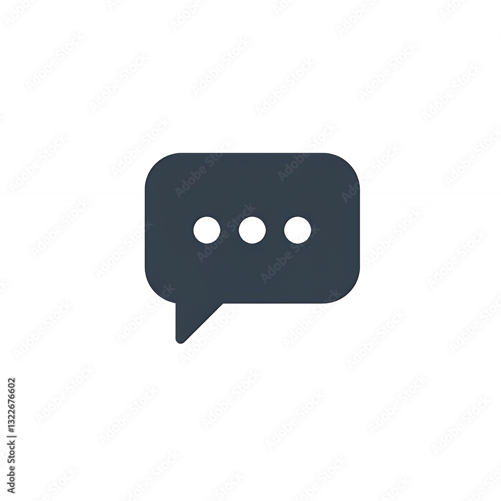 Poster dark blue speech bubble with three dots signifying communication